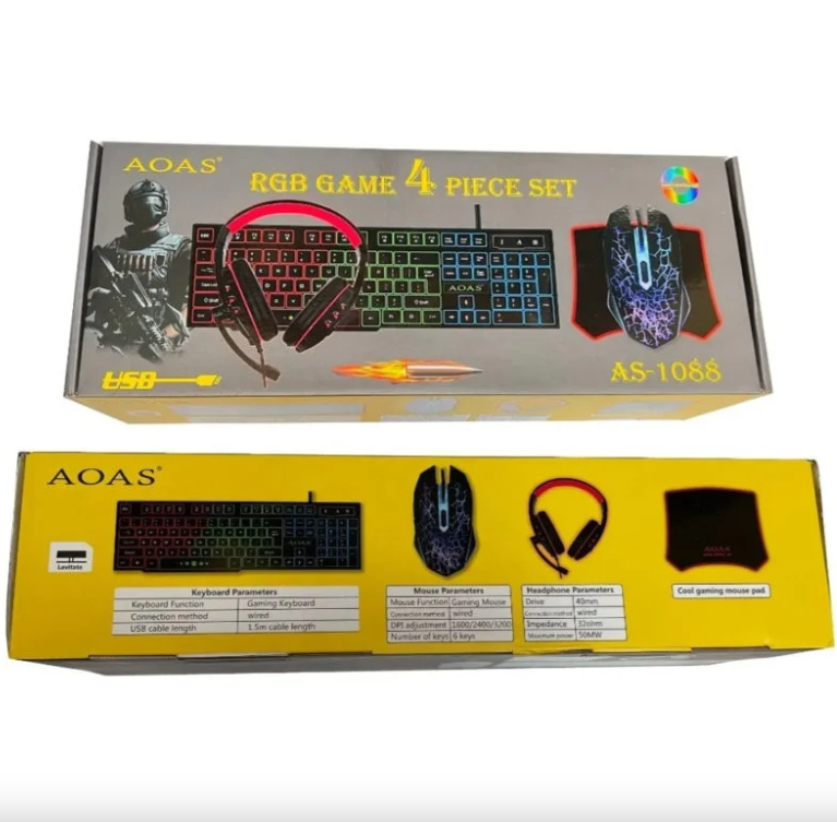 Kit Gamer Rgb 4 Piezas Set Aoas