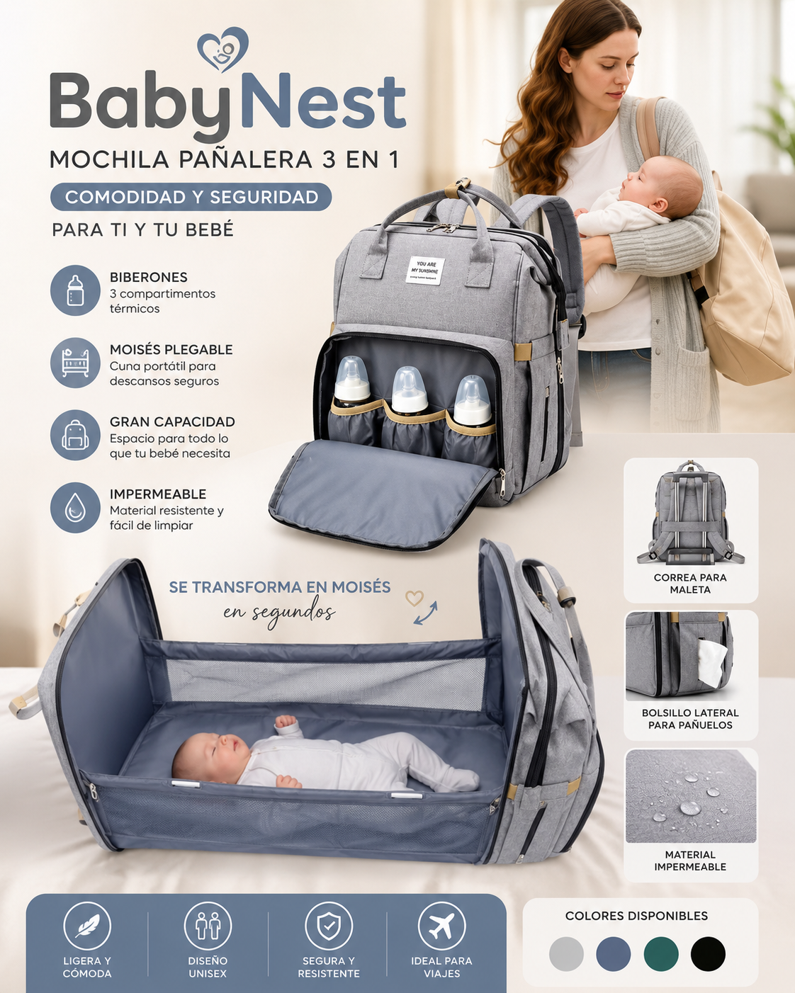 BabyNest™ | Mochila Mudador 3 en 1