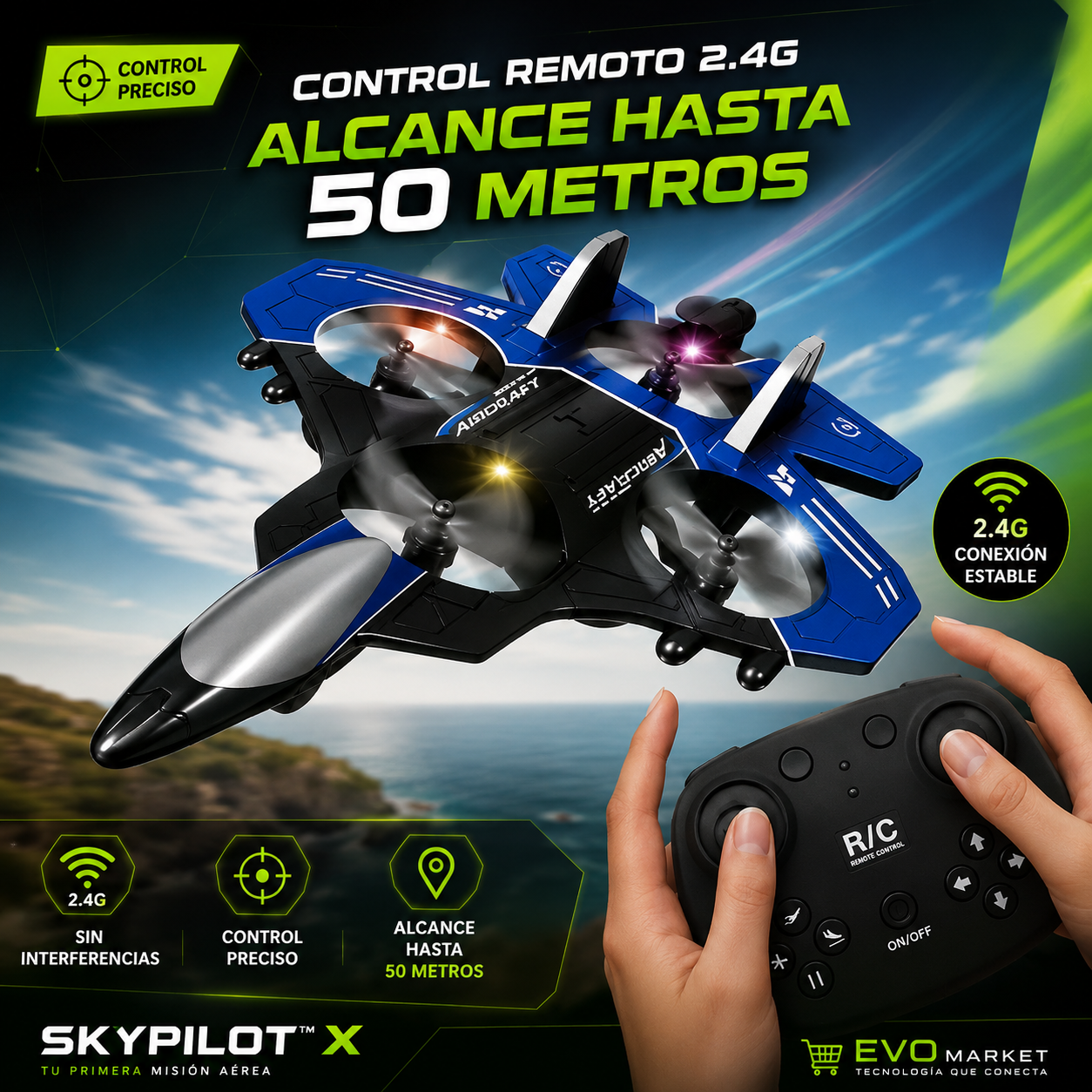 SkyPilot™ X | Drone de Combate Inteligente para Acrobacias y Aventuras Aéreas
