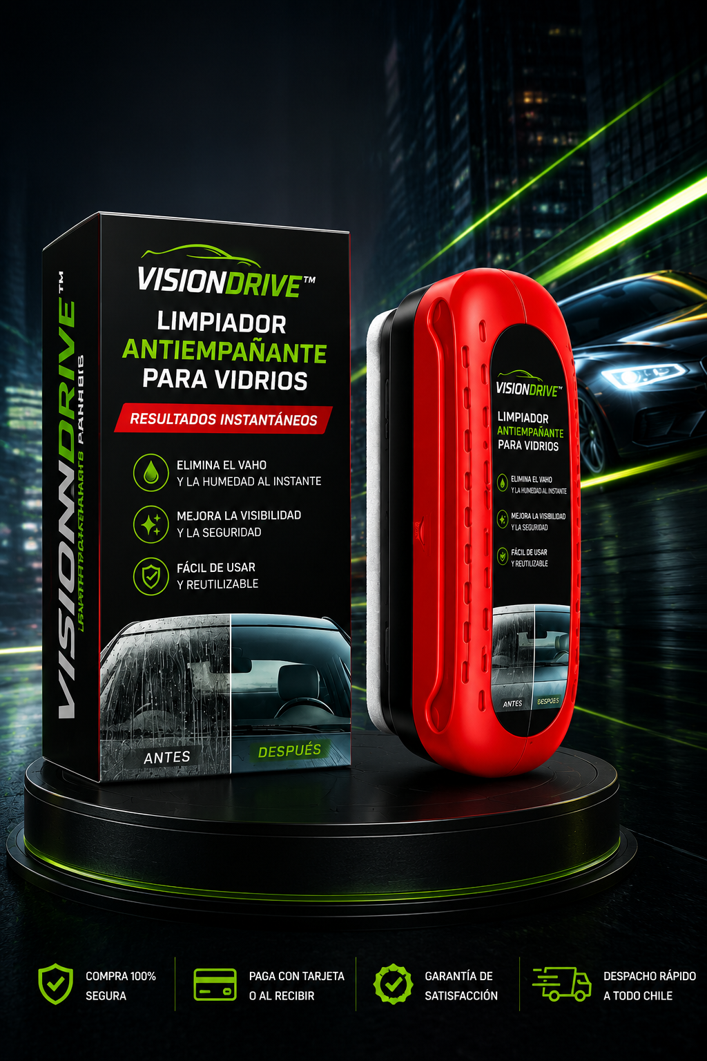 VisionDrive™ | Limpiador Antivaho para Vehículos
