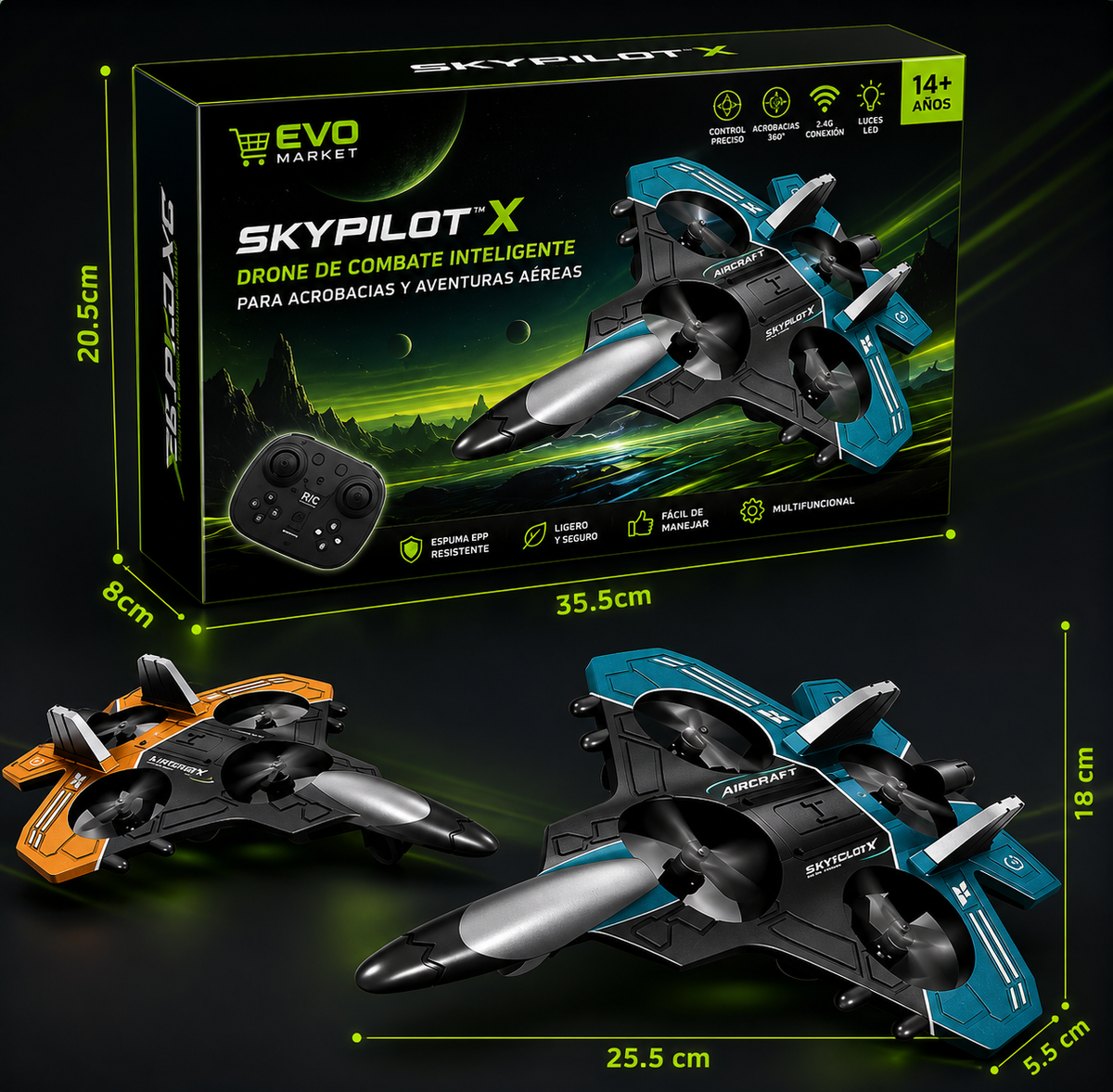 SkyPilot™ X | Drone de Combate Inteligente para Acrobacias y Aventuras Aéreas