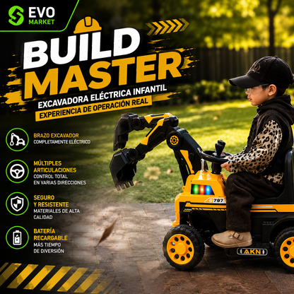 👷 BuildMaster™ | Excavadora Eléctrica Infantil