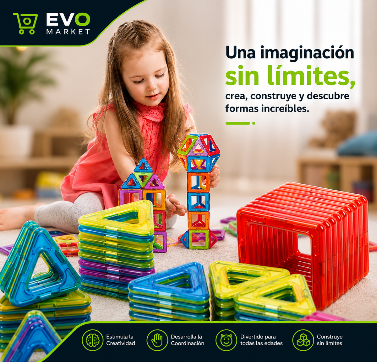 SmartBlocks™ | 97 Piezas Magnéticas para Construir, Aprender e Imaginar Sin Límites