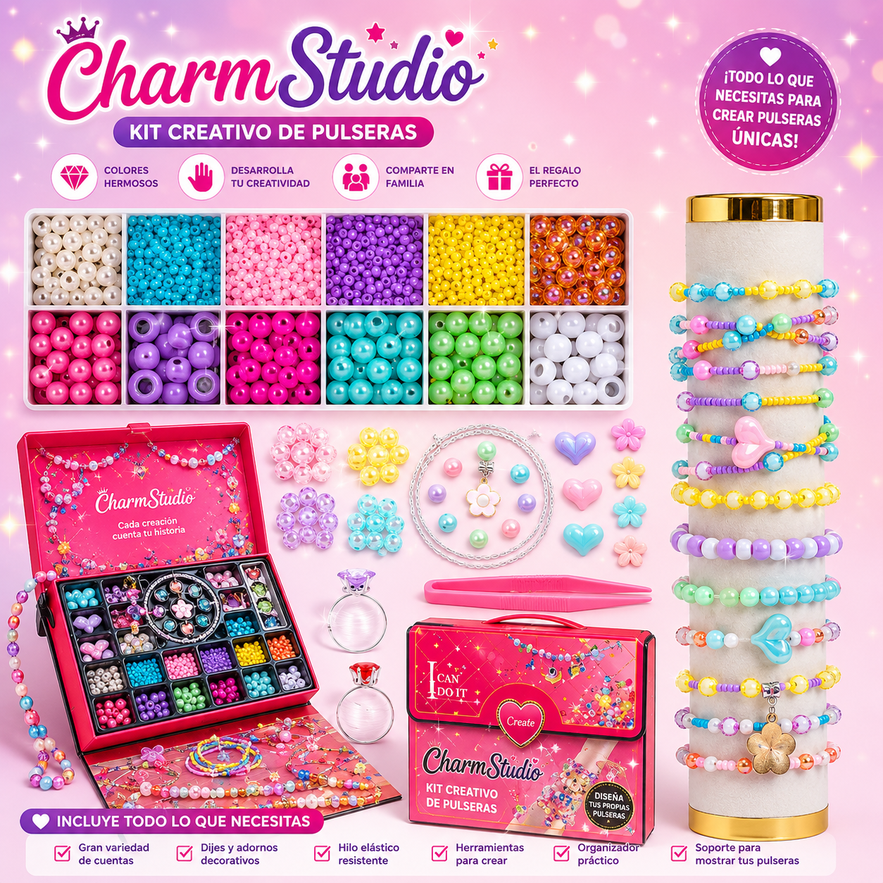✨ CharmStudio™ | Kit Creativo para Diseñar Pulseras