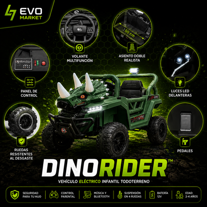 🦖 DinoRider™ | Vehículo Eléctrico Infantil Todoterreno con Control Parental