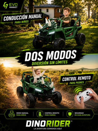🦖 DinoRider™ | Vehículo Eléctrico Infantil Todoterreno con Control Parental