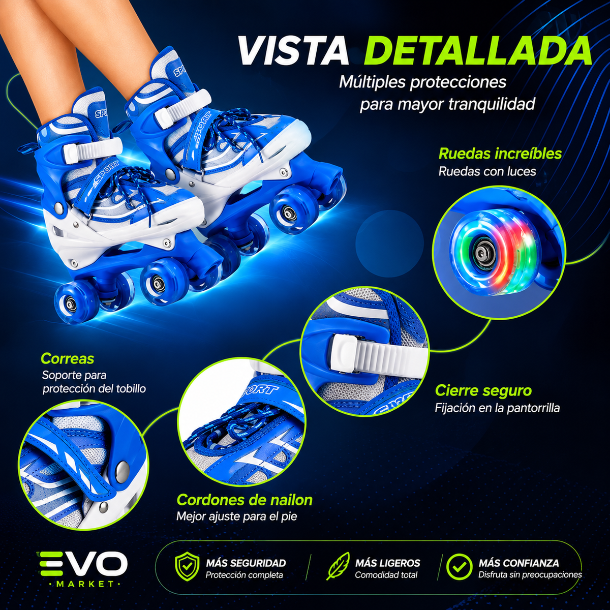 🛼 SkyRoll™ | Patines Doble Rueda Clásicos Ajustables