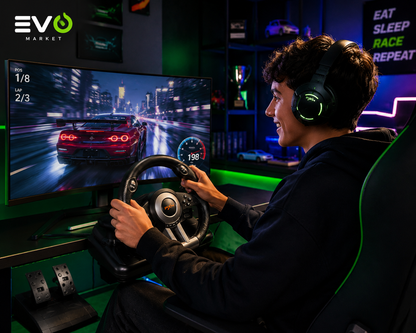 ApexDrive™ | Volante Gamer con Pedales y Palanca de Cambios para una Experiencia de Conducción Real