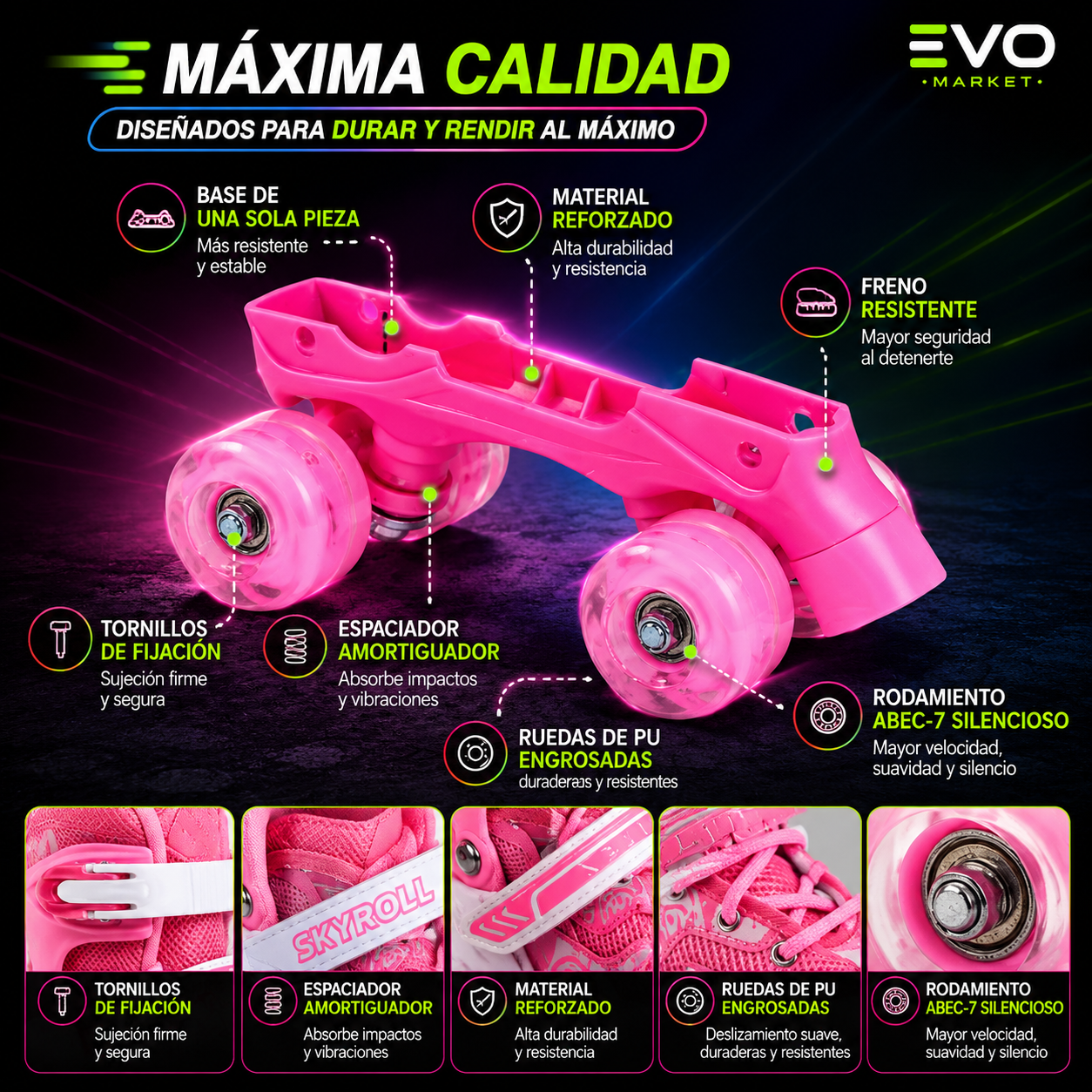 🛼 SkyRoll™ | Patines Doble Rueda Clásicos Ajustables