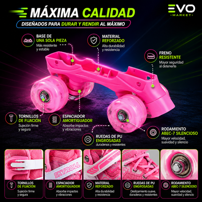 🛼 SkyRoll™ | Patines Doble Rueda Clásicos Ajustables