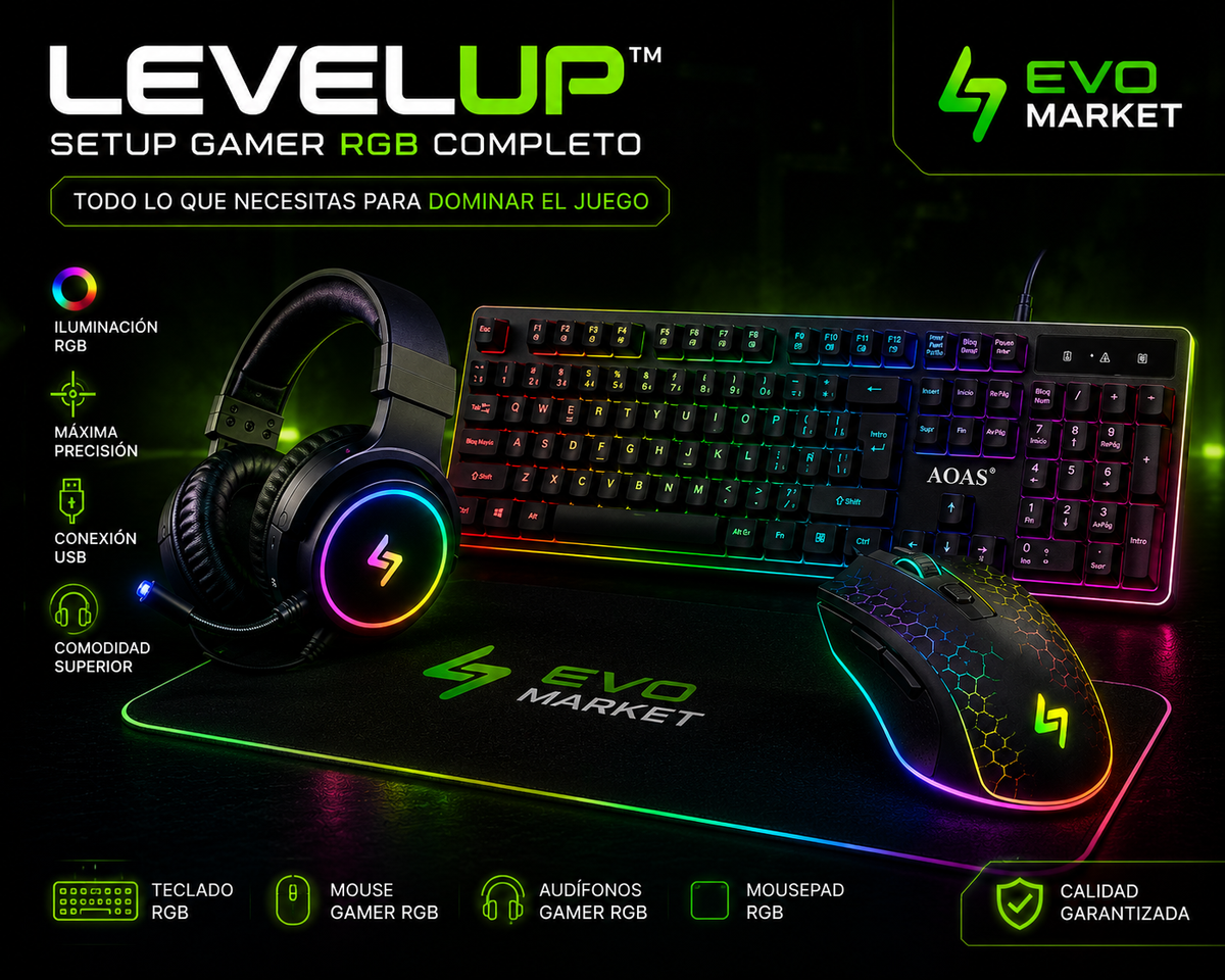 🎮 LevelUp™ | Kit Gamer RGB Completo para Llevar Tu Juego al Siguiente Nivel.