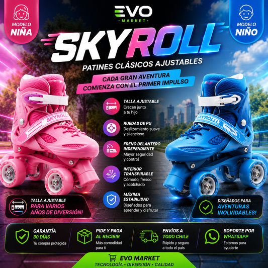 🛼 SkyRoll™ | Patines Doble Rueda Clásicos Ajustables